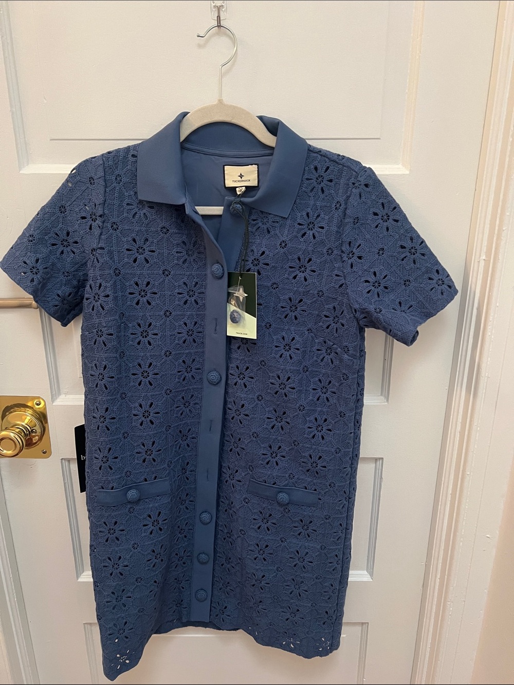 Tuckernuck Navy Blue Crochet Polo Dress
